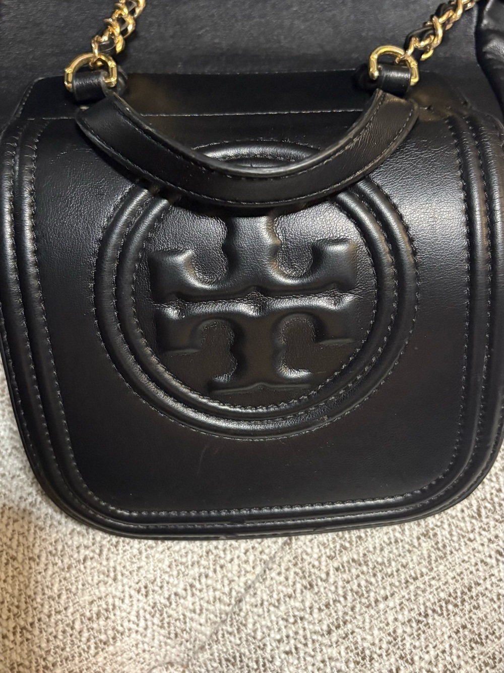 Tory Burch Black Quilted Tassel Drawstring Mini Backpack - Picture 6 of 9